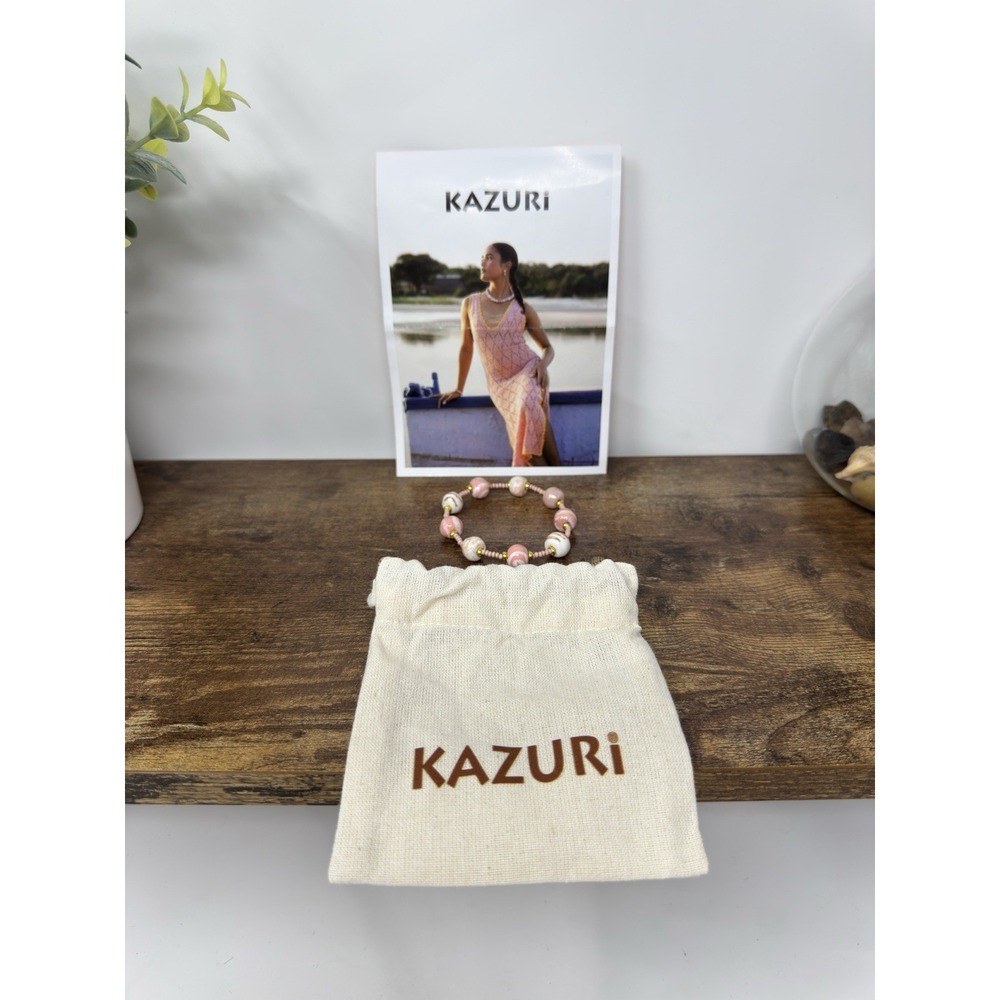 Kazuri Pink‎ Clay Hand Painted Beaded Bracelet Hand Made in Kenya Elastic